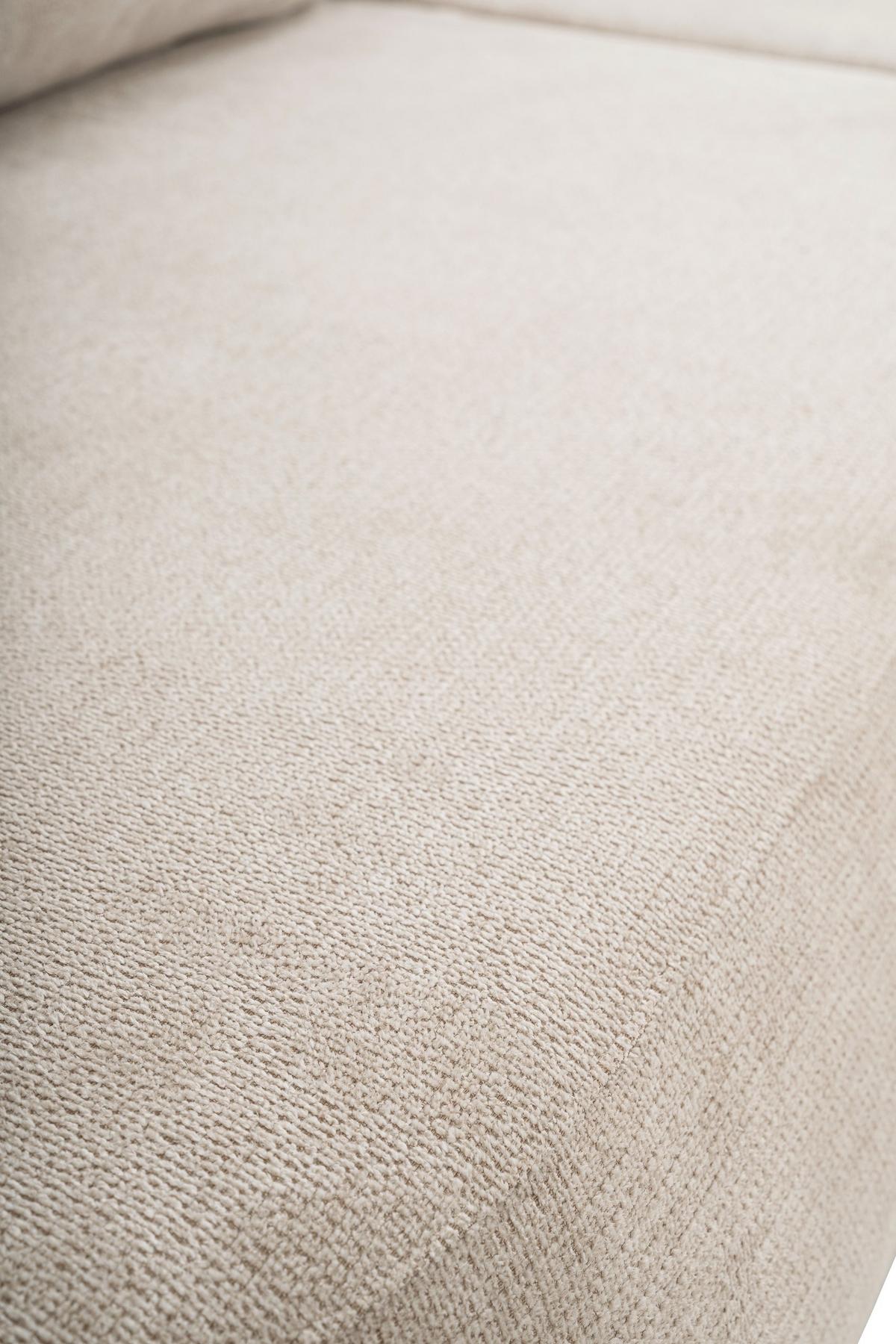 ECKSOFA AMICO R-S Creme Geflochtener Stoff mit Schlaffunktion - Creme, Holz (248/174cm) - MASSENO