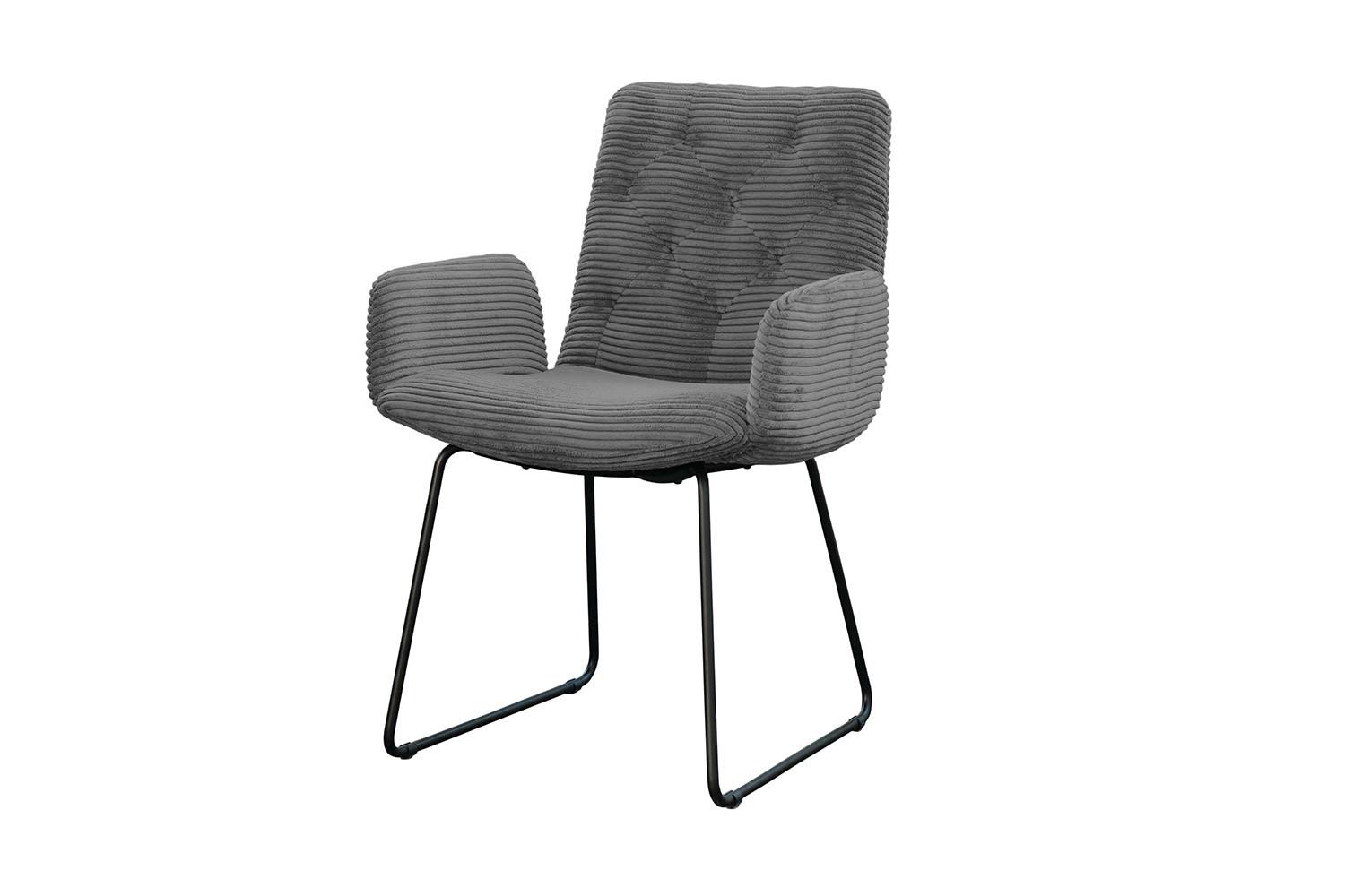 STUHL NEW CHARME Grau Cord (1er-Set) - Grau, Textil (59/87/66cm) - KAWOLA