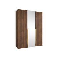 DREHTÜRENSCHRANK Mila II 150 - Goldfarben/Nussbaumfarben, Holzwerkstoff/Kunststoff (150/202/52cm) - MIRJAN24