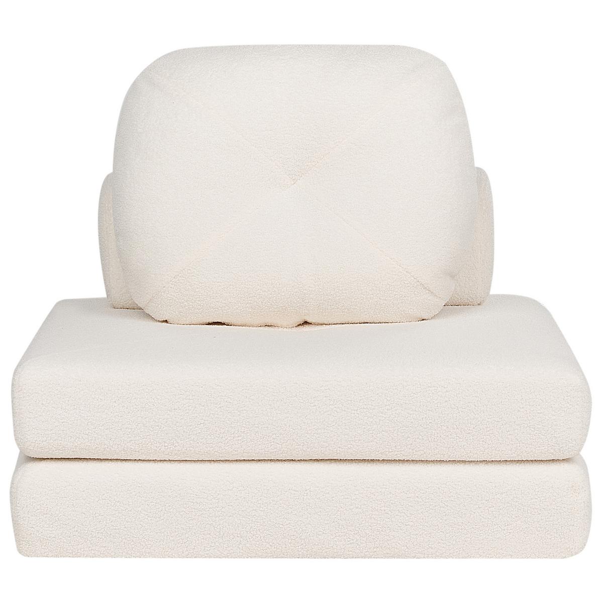 1-SITZER BODENSOFA Bouclé weiß mit Schlaffunktion Olden - Weiß, Textil (81/54/91cm) - Beliani