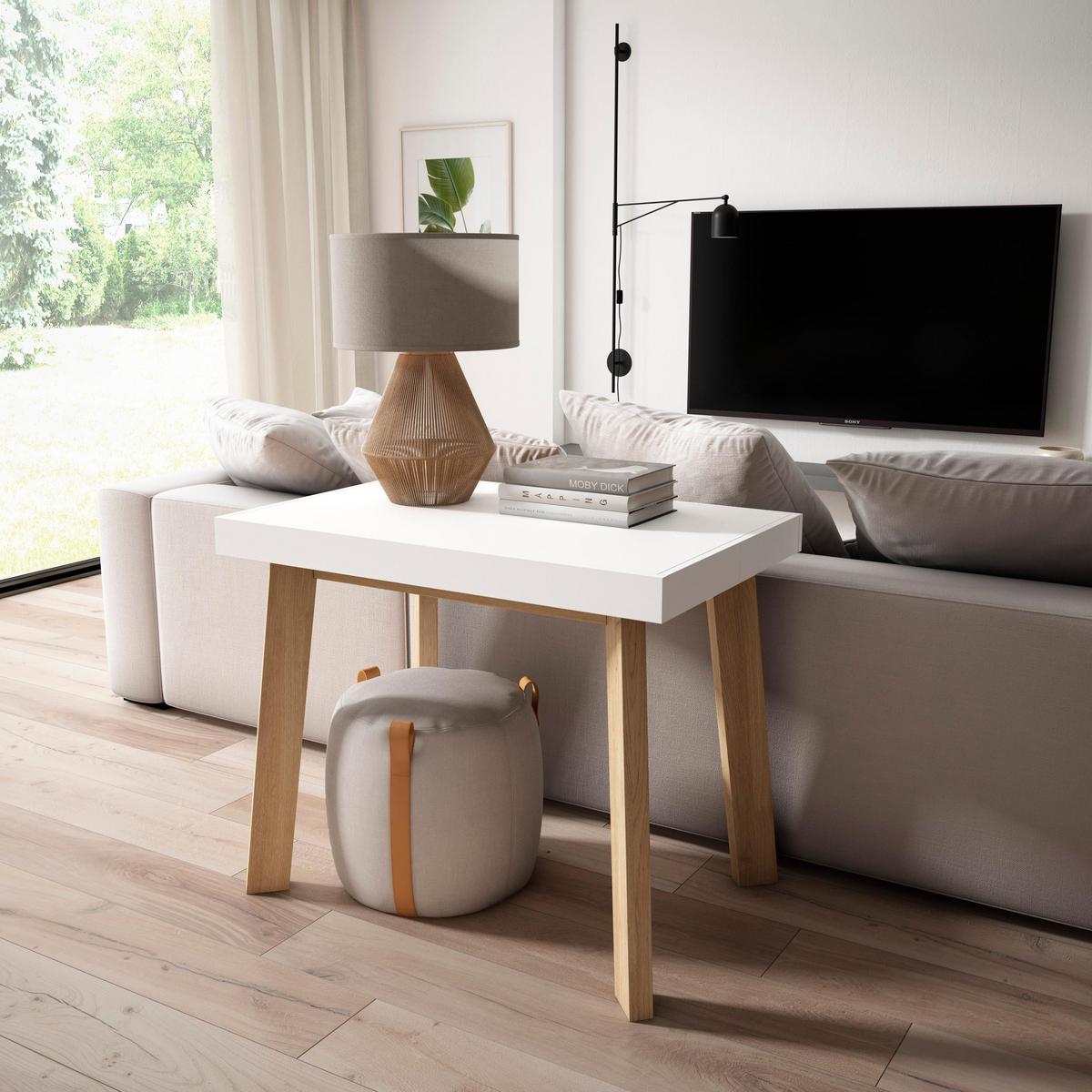 ESSTISCH ausziehbar 58 bis 140cm, für 6 Gäste, weiß, 58/90/73cm - Weiß, Holzwerkstoff (90/140/73cm) - Skraut Home