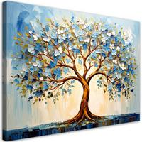 LEINWANDBILD 3D Blauer Baum des Lebens Blumen Abstraktion 60x40cm - Blau, Textil (60/40cm) - Feeby