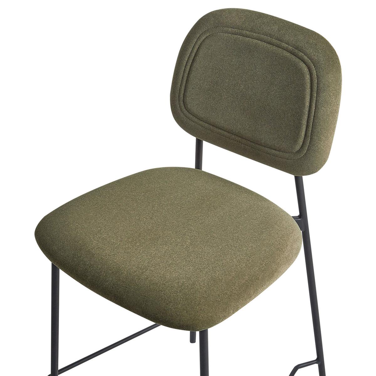 BARSTUHL 2er-Set Samtstoff Olivgrün Duette - Schwarz/Grün, Textil (45/96/48cm) - Beliani