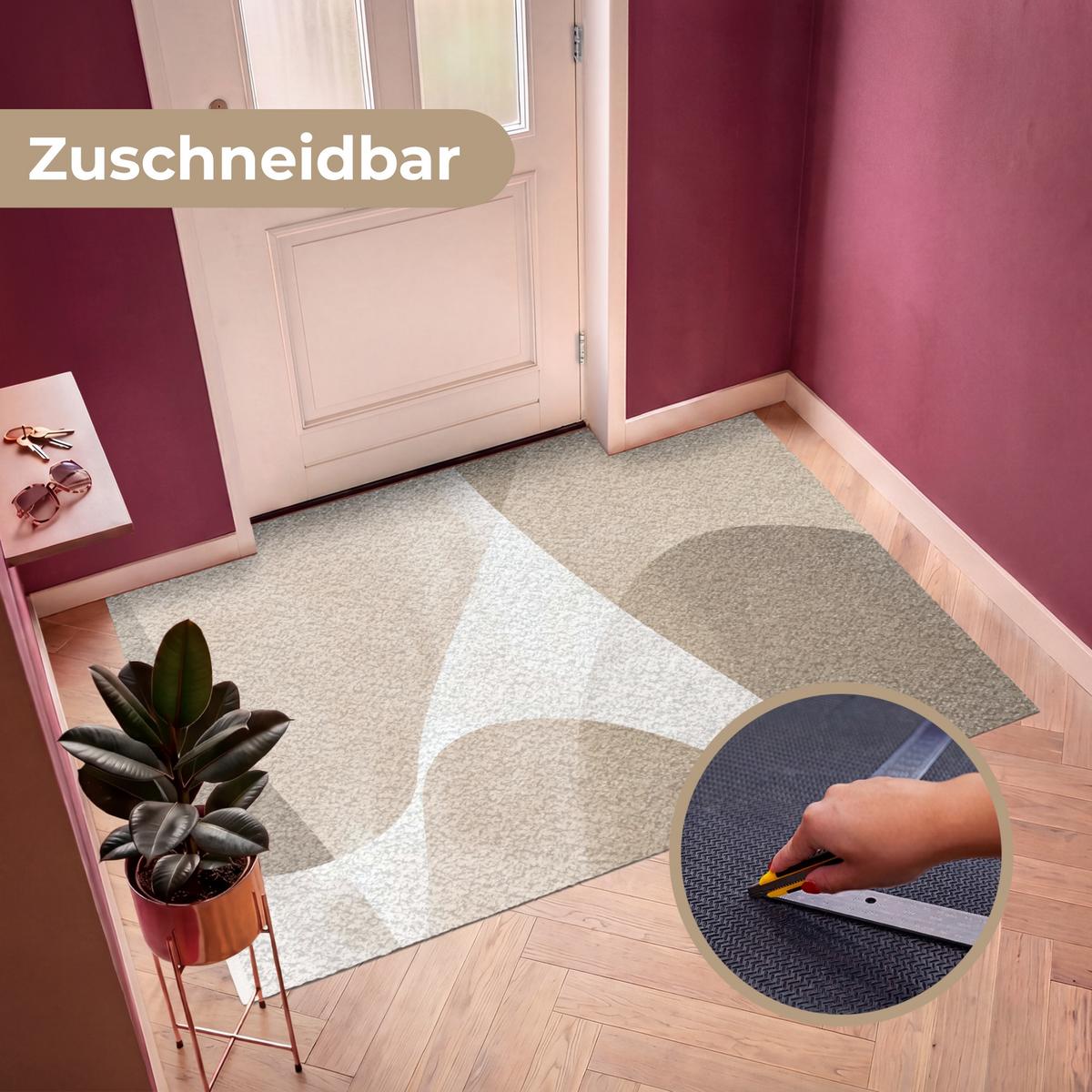 FUSSMATTE Glatte Oberflächen - Harmonisch - Wellenförmig Schmutzfangmatte 180x120 cm - Beige, Kunststoff (180/0.4cm) - MuchoWow