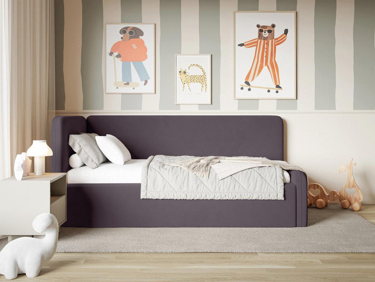 JUGENDBETT Fanko Samt Violett 90x200 cm - Lila/Schwarz, Kunststoff/Textil (90/200cm) - Selsey