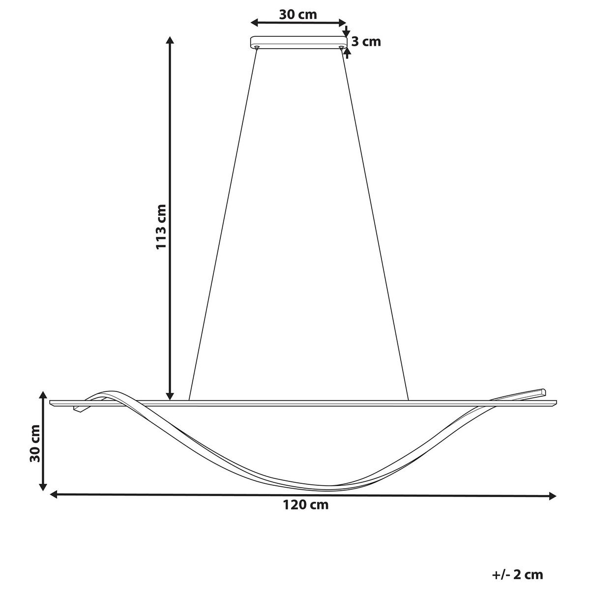 HÄNGELEUCHTE Bodri 30/120/143 cm - Schwarz, Metall (30/120/143cm) - Beliani