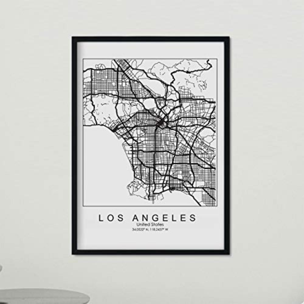 POSTER Los Angeles Skyline A3 Schwarzer Rahmen - Schwarz, Papier (29.7/5/42cm) - Nacnic