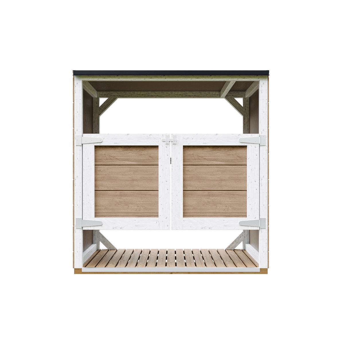 MÜLLTONNENBOX 2er 240L, M980A-TERRA BROWN, aus wetterfestem LP Smartside Holz - Braun, Holz (153/159/75cm) - Timbela