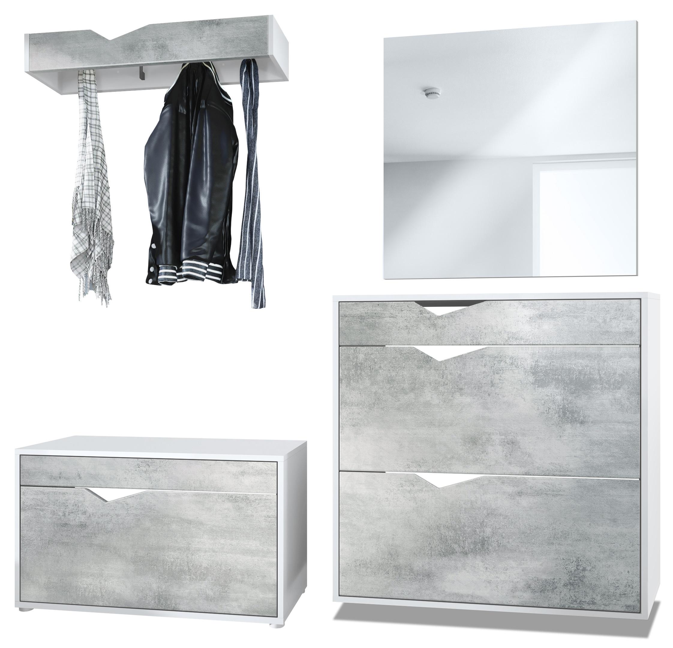 GARDEROBE Kolmio Fronten in Beton Oxid Optik - Hellgrau, Holzwerkstoff (190/185/33cm) - Vladon