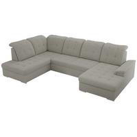 WOHNLANDSCHAFT MADRITO U - Hellgrau Boucle - Links - Silberfarben/Hellgrau, Textil/Metall (204/89/323cm) - MKS