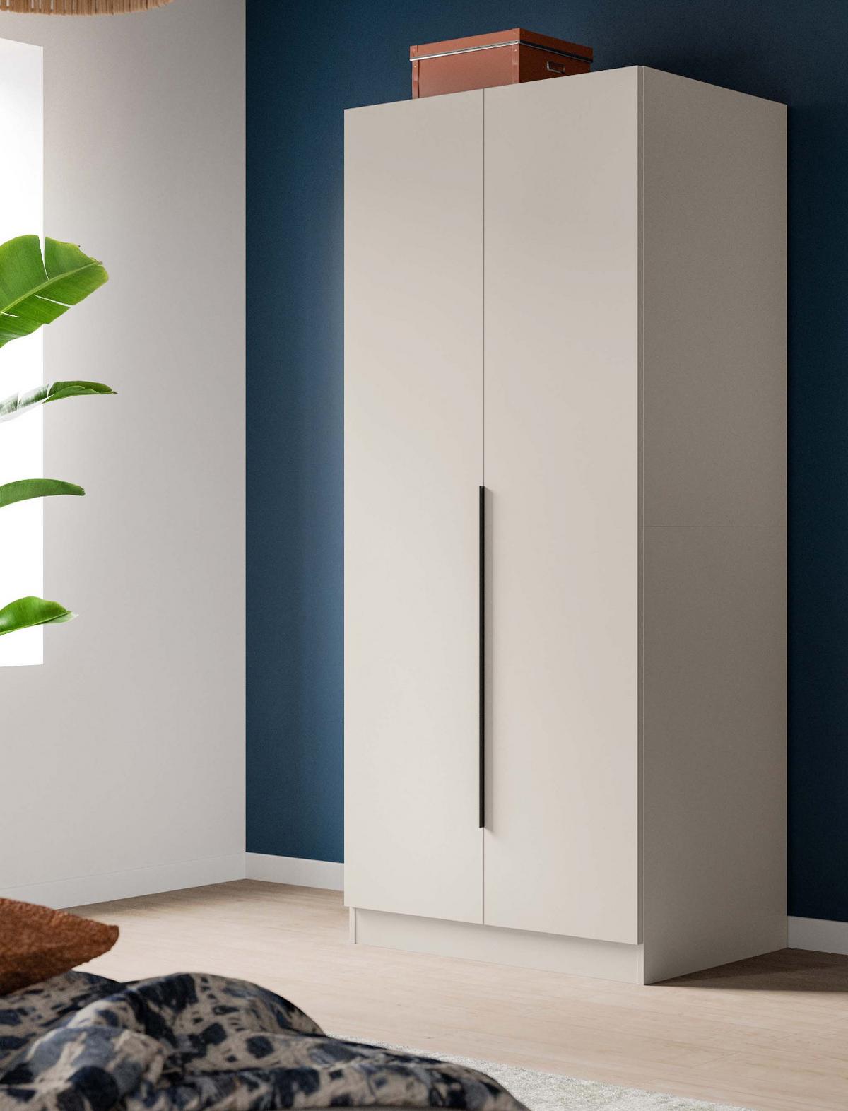 KLEIDERSCHRANK kaschmir 80 x 181 cm, Drehtürenschrank 2-türig mit Einlegeböden - Kaschmir/Schwarz, Holzwerkstoff/Kunststoff (80/181/52cm) - Inn.Furn