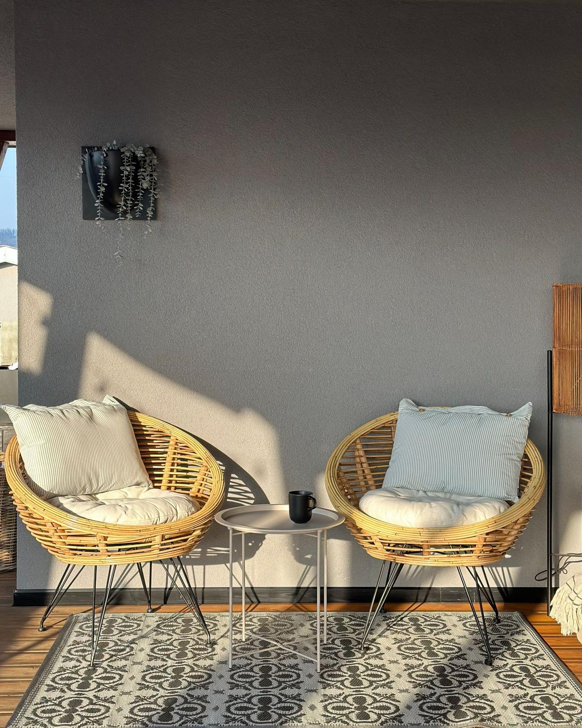 GARTENSTUHL 2er-Set Rattan helles beige Maratea - Beige/Naturfarben, Naturmaterialien (85/85/85cm) - Beliani