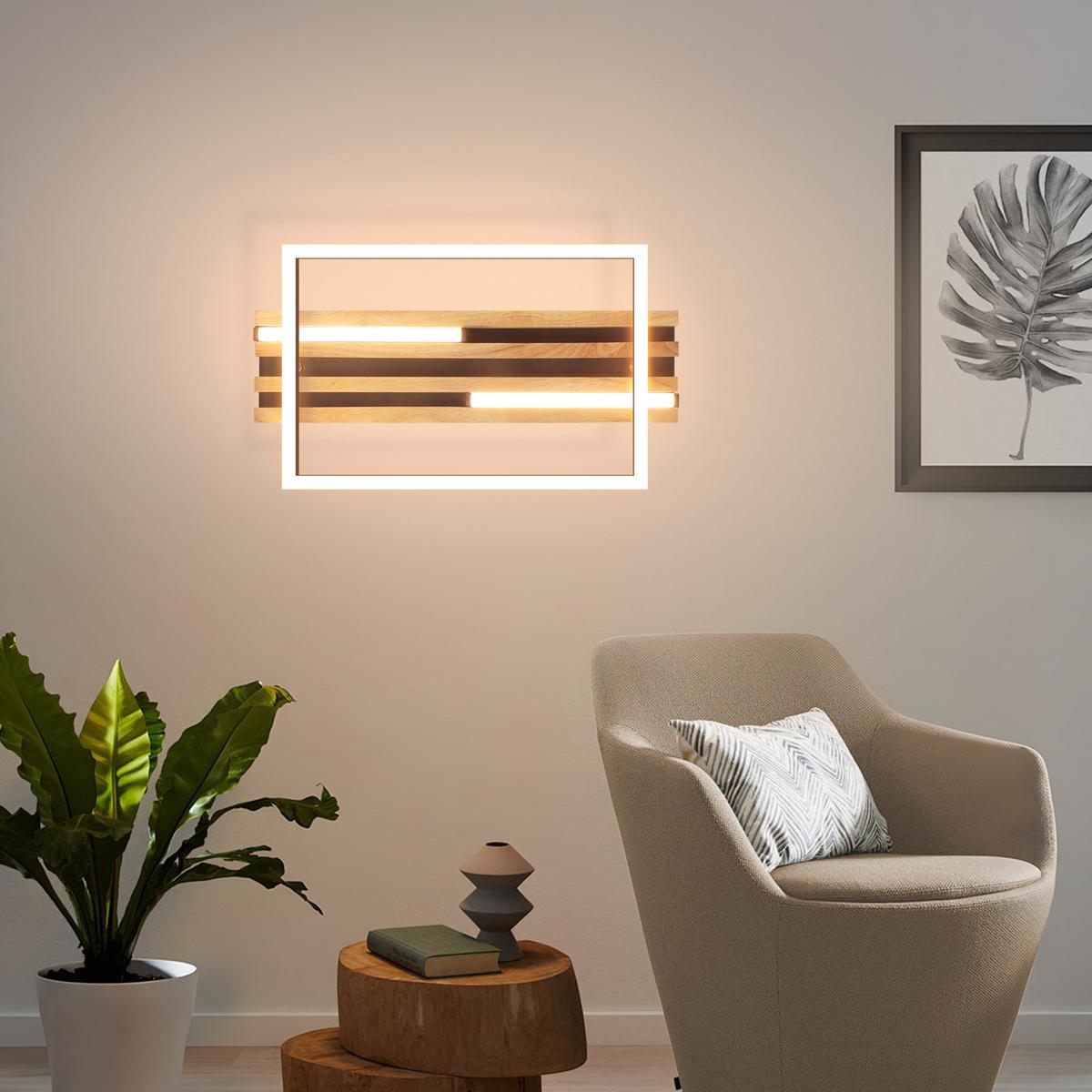 LED DECKENLEUCHTE Kaelis 38/21/6.8 cm - Schwarz, Holz/Metall (38/21/6.8cm) - ZMH