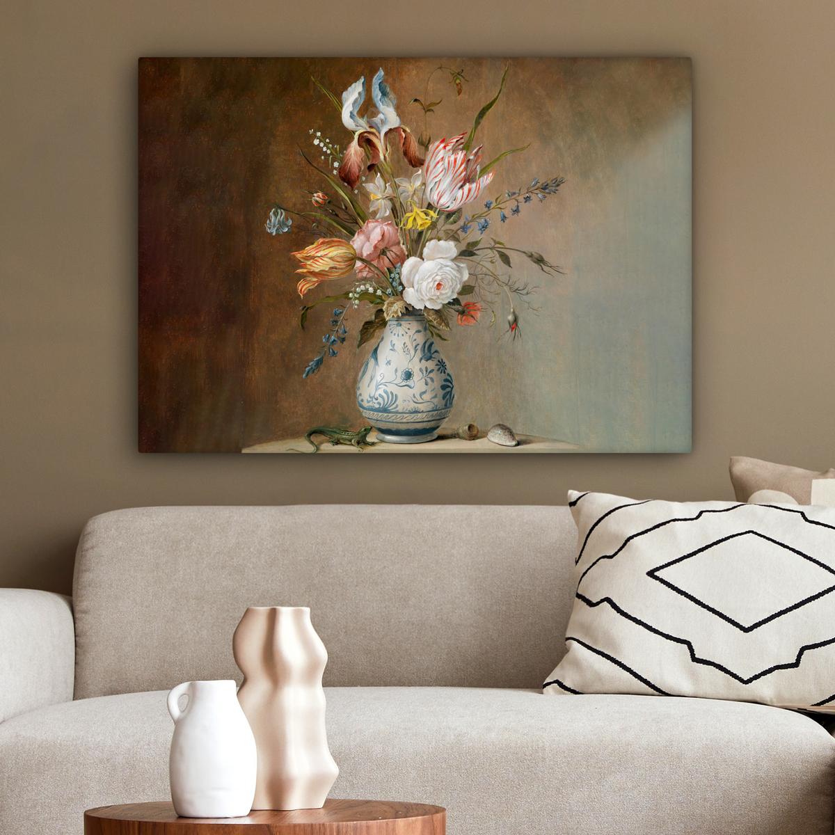 LEINWANDBILD Alte Meister - Blumen - Balthasar van der Ast Wandbilder 80x60 cm - Hellbraun, Textil (80/60cm) - MuchoWow