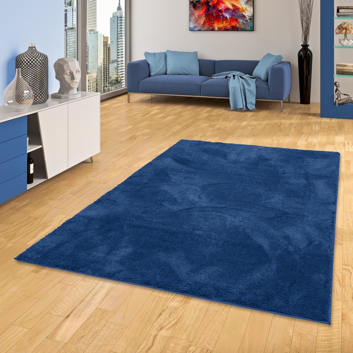 HOCHFLOR LANGFLOR SUPER SOFT TEPPICH SILKY - Dunkelblau, Textil (160/230cm) - Pergamon
