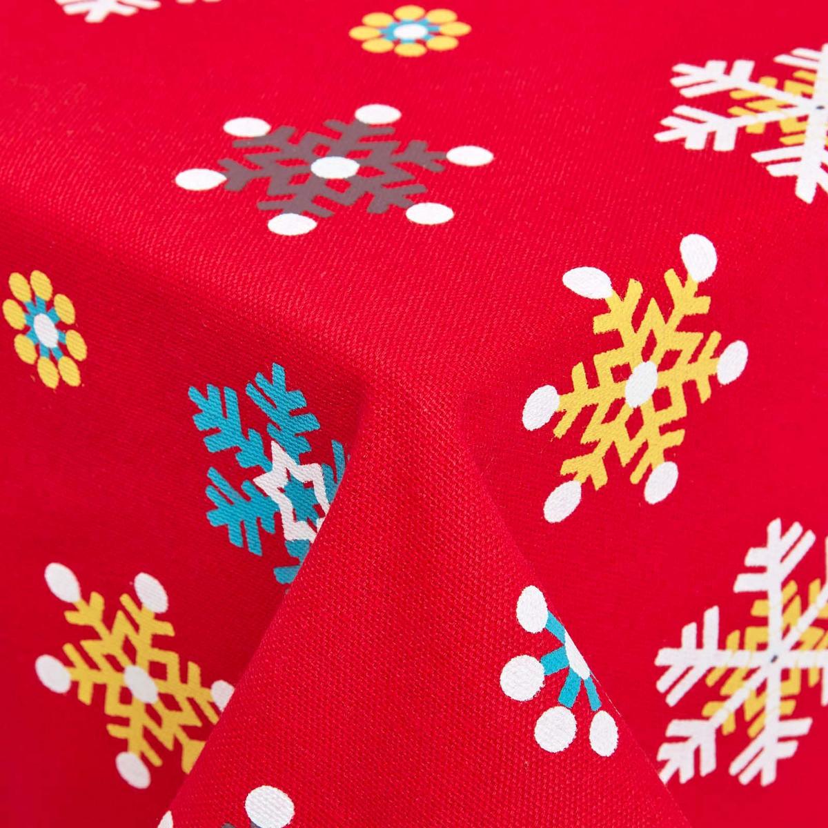 TISCHDECKE Weihnachten, rot mit Schneeflocken, 137/178 cm - Rot, Textil (137/178cm) - Homescapes