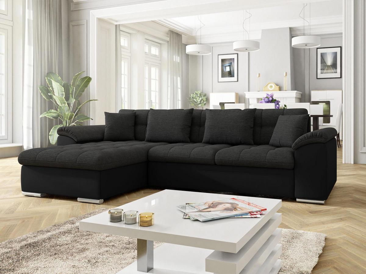 ECKSOFA Diana, Seite: Links - Schwarz, Holz/Textil (280/160cm) - MIRJAN24