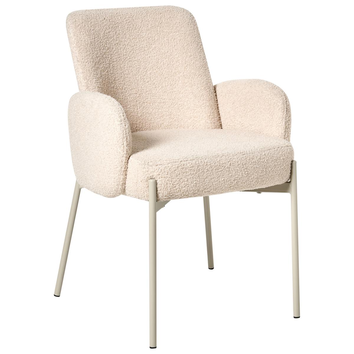 ESSZIMMERSTUHL Bouclé Hellbeige Magee - Beige, Textil (56/86/57cm) - Beliani