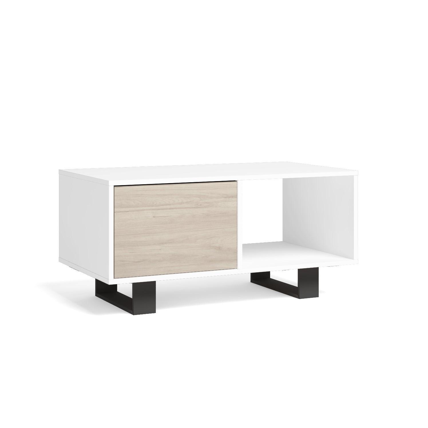 COUCHTISCH WIND, 2 Türen, weiß, eiche, 92/50/45cm - Eiche Bianco, Holzwerkstoff (92/50/45cm) - Skraut Home