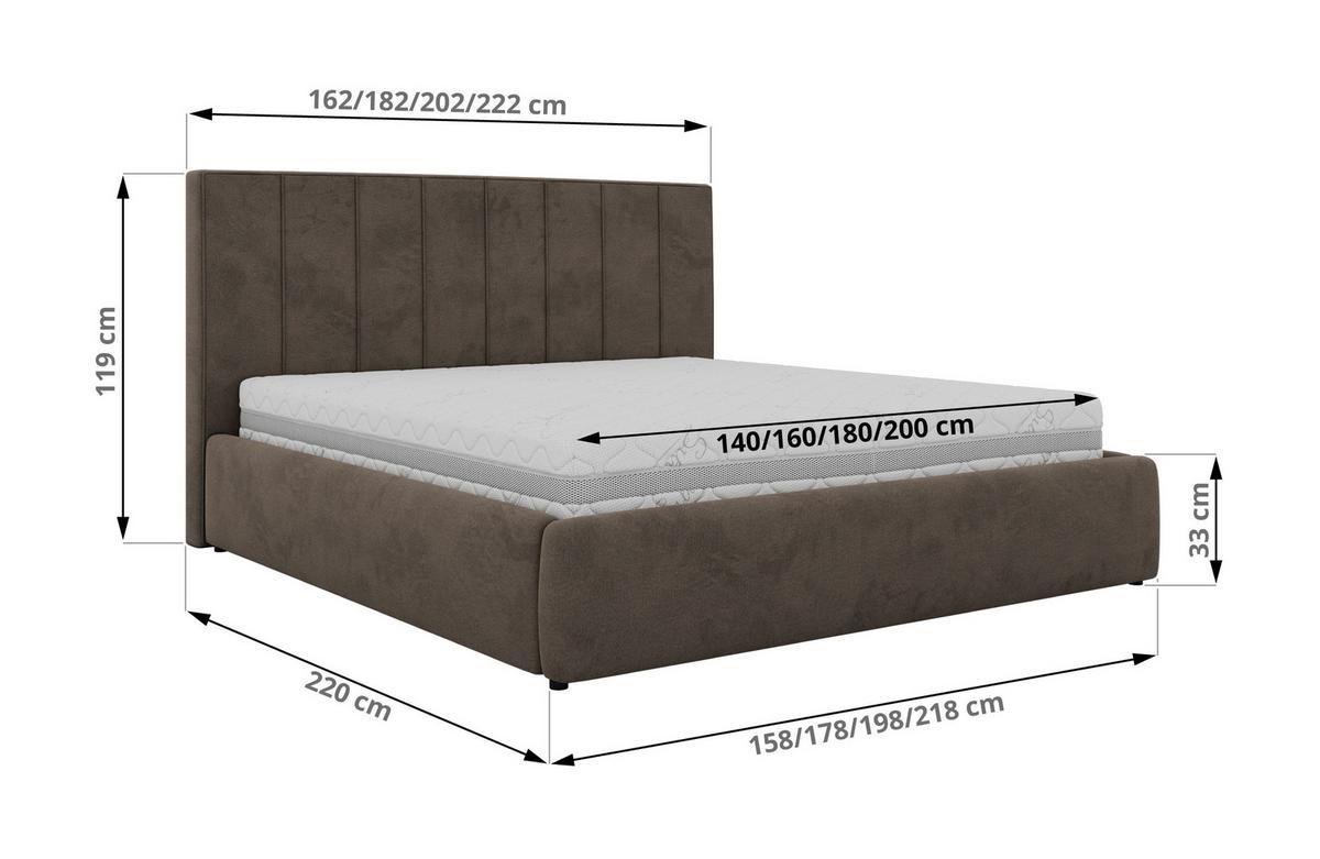POLSTERBETT TENARDO CLASSIC 140/200 - Braun Velvet - ohne Matratze - Schwarz/Braun, Kunststoff/Textil (140/200cm) - MKS
