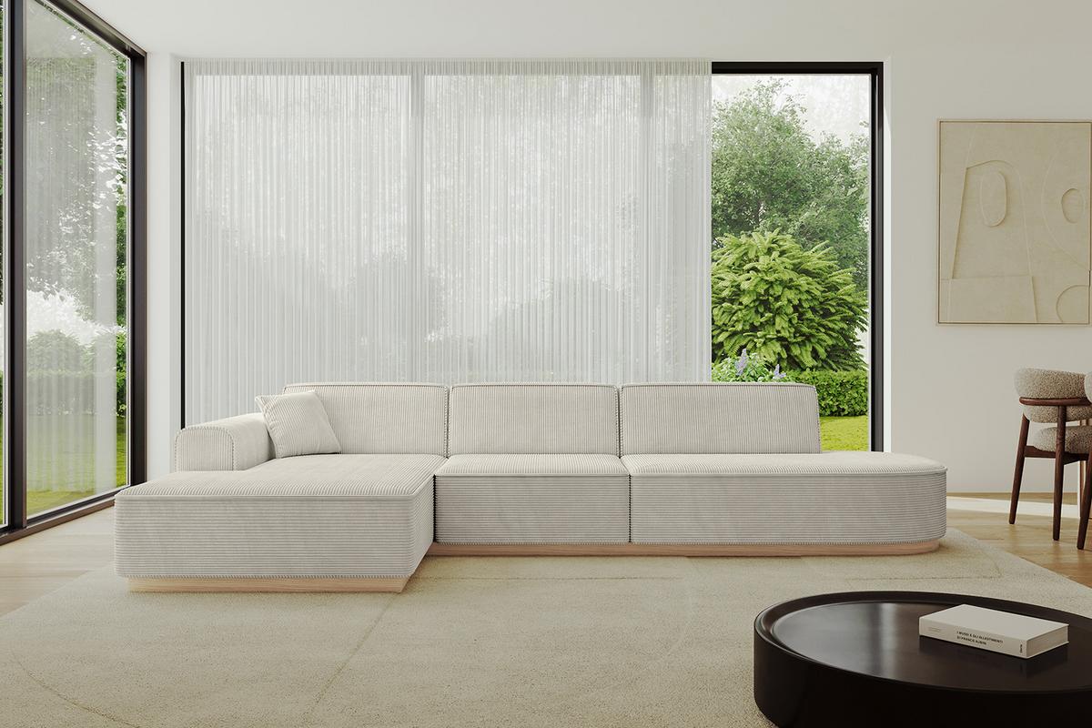 ECKSOFA Ottomane Links IREA-L2 - 327x165x80 cm Creme - Ecru/Creme, Holzwerkstoff/Textil (327/165cm) - ALTDECOR
