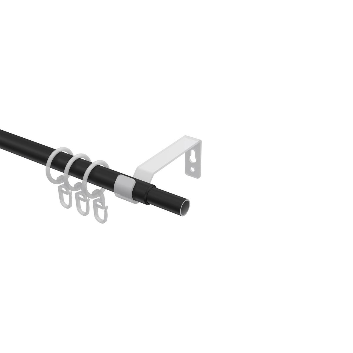 GARDINENSTANGE / TELESKOPSTANGE Hera Livo 130-240 cm, 1-läufig, 16/13 mm Ø Schwarz - Schwarz, Kunststoff/Metall (240cm) - INTERDECO