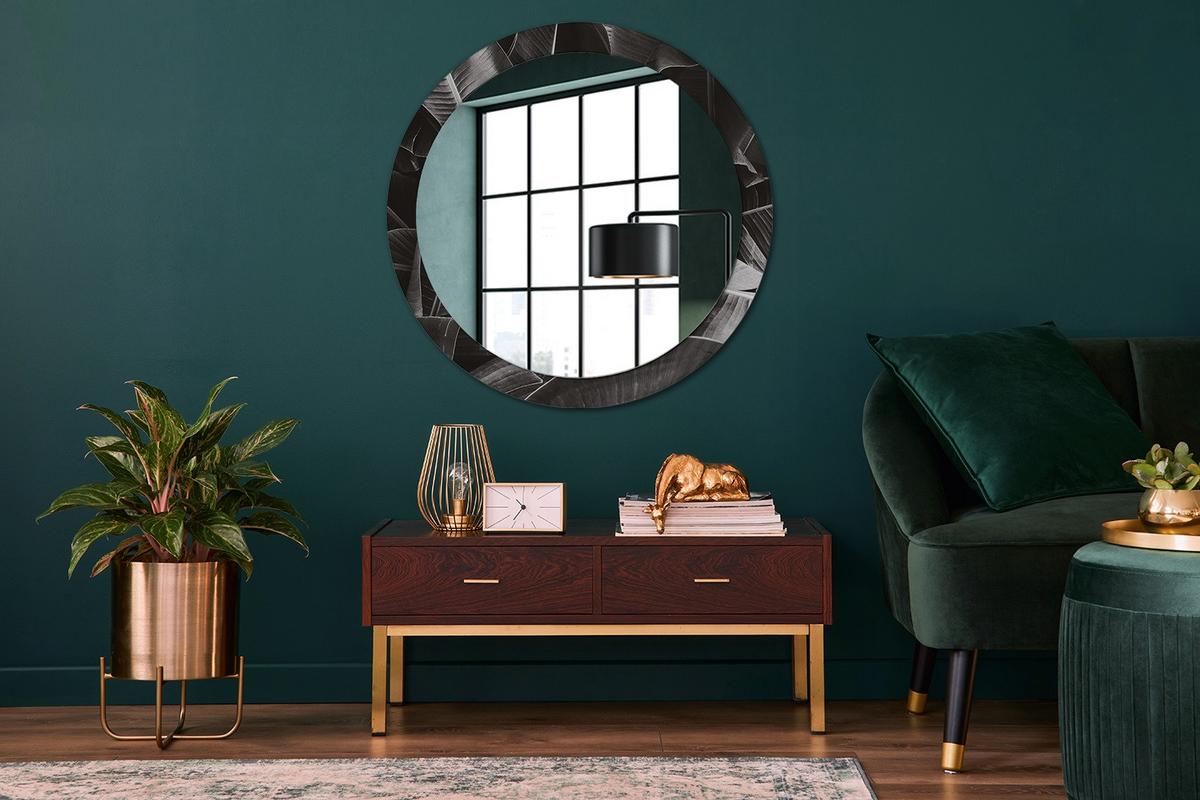 SPIEGEL Rund Ø 90 cm mit Aufdruck - Grau, Glas (90/90/0.4cm) - Wallfluent