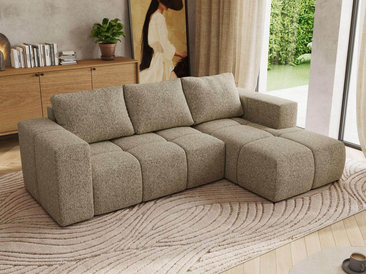 ECKSOFA MONIVA Dunkelbeige Strukture - Rechts - Taupe/Beige, Kunststoff/Textil (266/164cm) - MKS