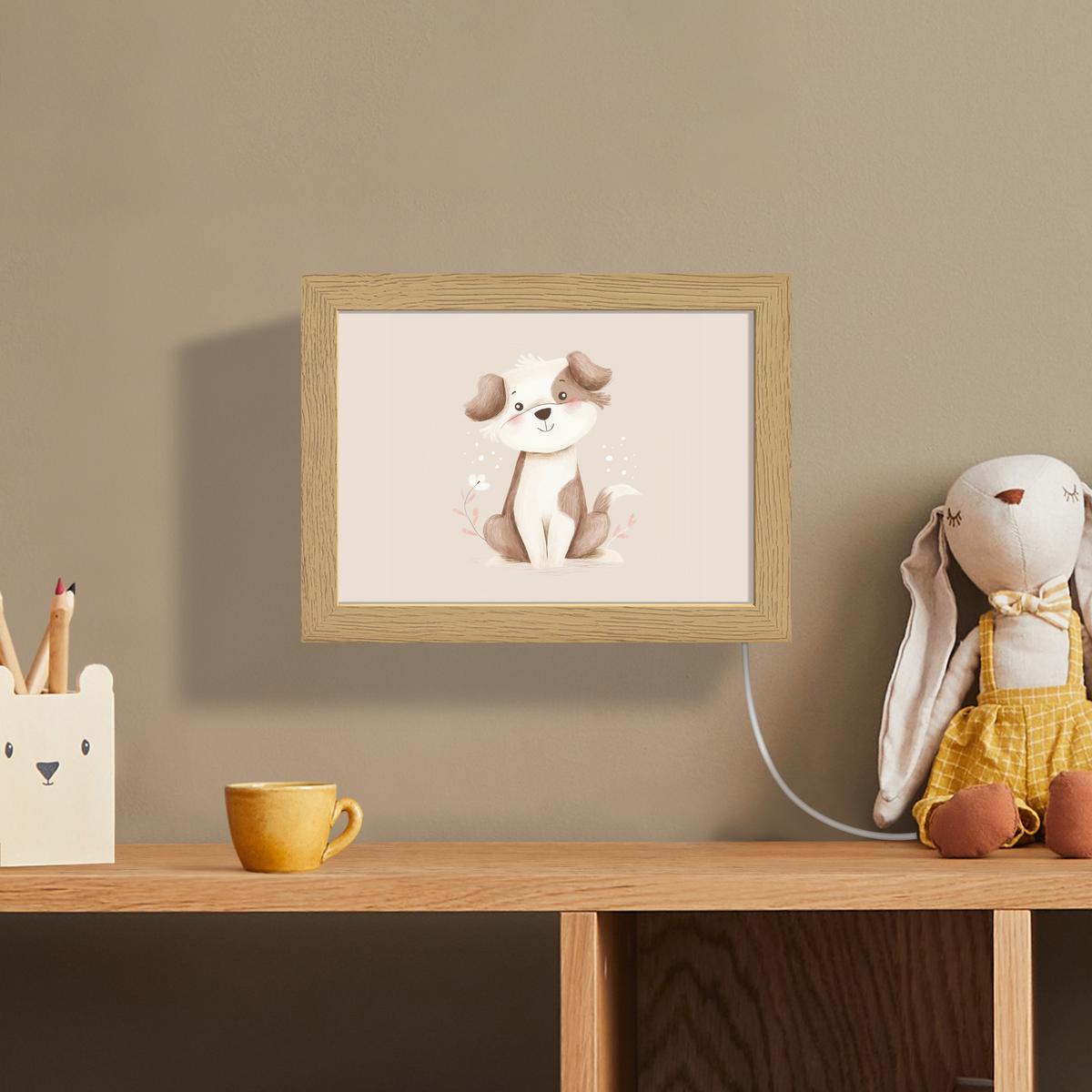 WANDLEUCHTE Hund - Gefleckt - Braun 20x15 cm - Beige, Holzwerkstoff (20/15/8cm) - OnlyWow