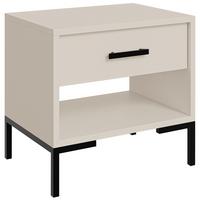 NACHTTISCH Selena mit Schublade und offenem Fach, Metallfüße, Selbstschließer, Kaschmir, 52 cm - Kaschmir/Schwarz, Holzwerkstoff/Metall (52/55/40cm) - Beautysofa