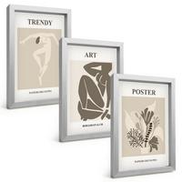 BILDER SET 3er Set - 20x30 cm Silberner Rahmen - Matisses Pflanzenfiguren - Silberfarben, Kunststoff (20/30cm) - TULUP