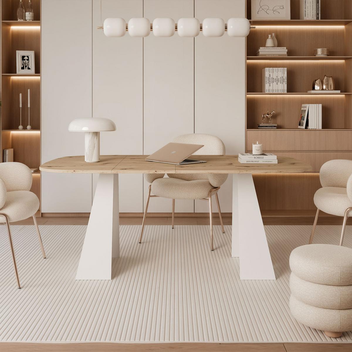 AUSZIEHTISCH ZELO 120/60/76 cm, Weiß / Artisan-Eiche - Eiche Artisan/Weiß, Holzwerkstoff/Metall (60/120/76cm) - Idohome