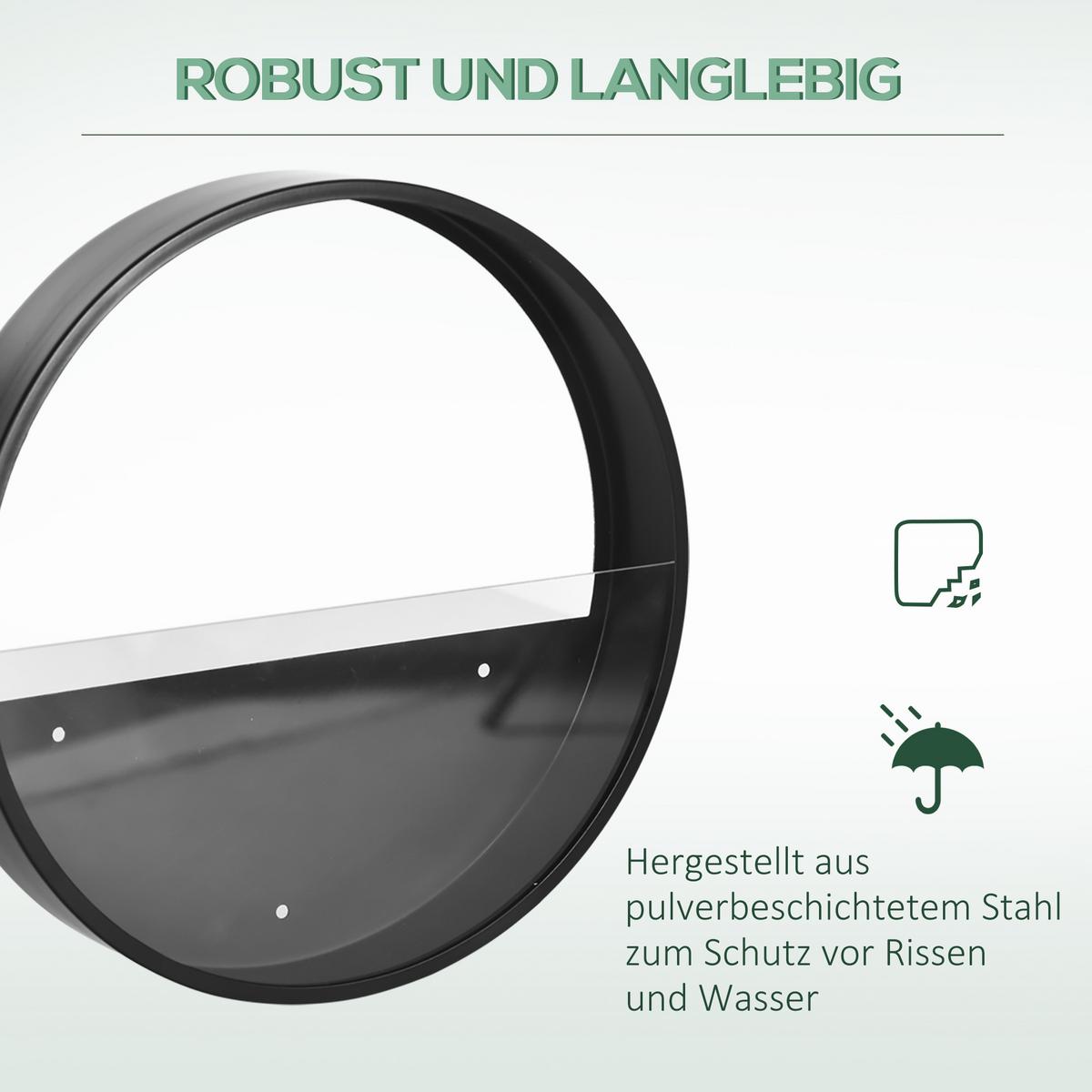 3ER-SET Blumentöpfe, Wand-Pflanzgefäß, Pflanzenbehälter für Garten Stahl Schwarz - Schwarz, Metall (5cm) - Outsunny