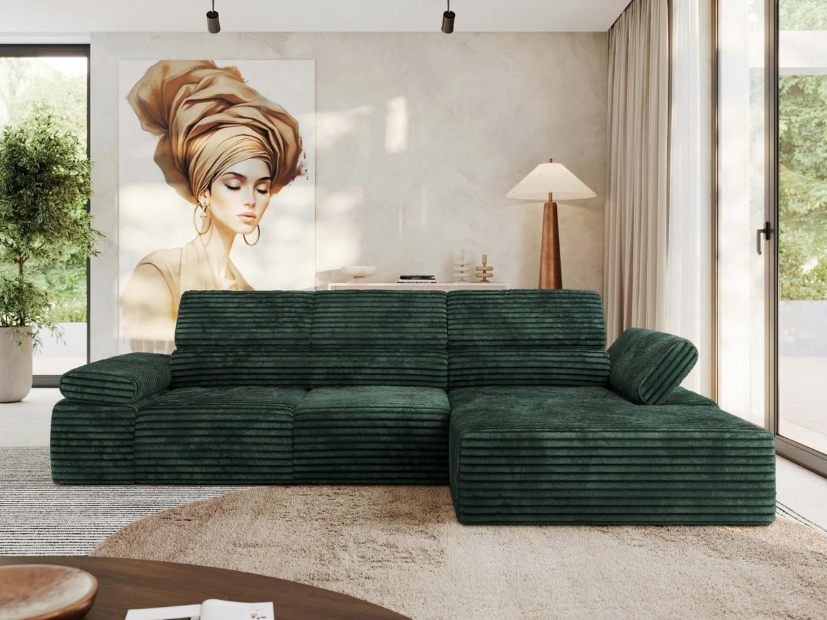 ECKSOFA RILASSO L Grün Cord - rechts - Schwarz/Grün, Kunststoff/Textil (174/296cm) - MKS