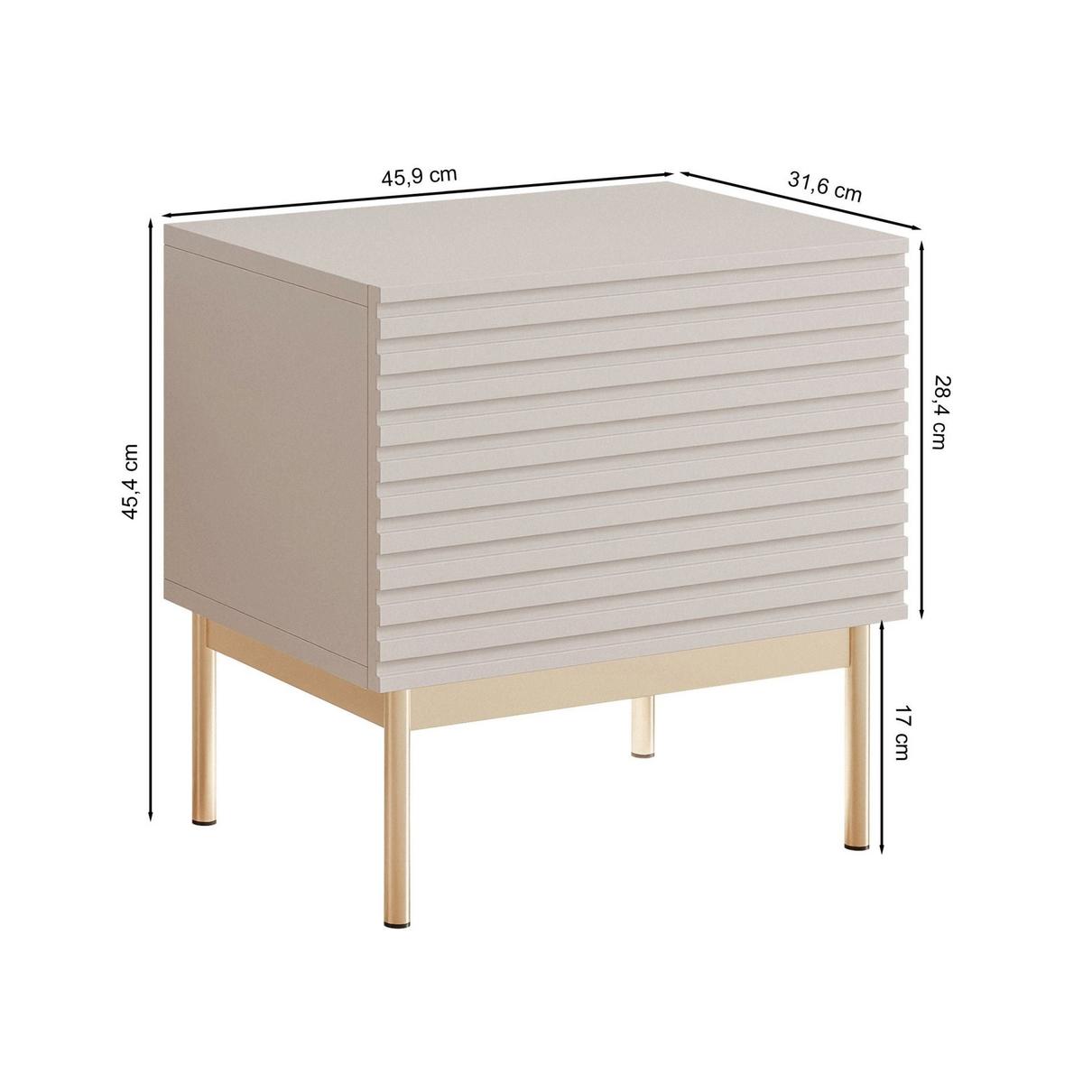 NACHTTISCH Linearis Kaschmirgrau 46 cm - Taupe/Kaschmir, Holzwerkstoff (35.9/45.4/31.6cm) - Selsey