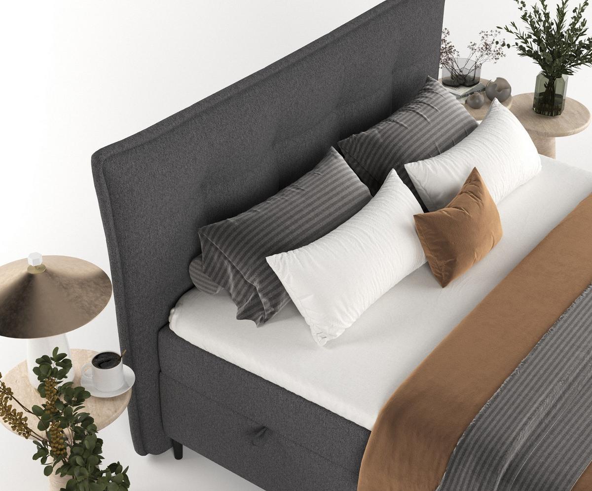 BOXBETT Las Palmas 140/200 cm Anthrazit im Megan Stoff - Anthrazit/Schwarz, Holz/Holzwerkstoff (140/200cm) - AltaBeds