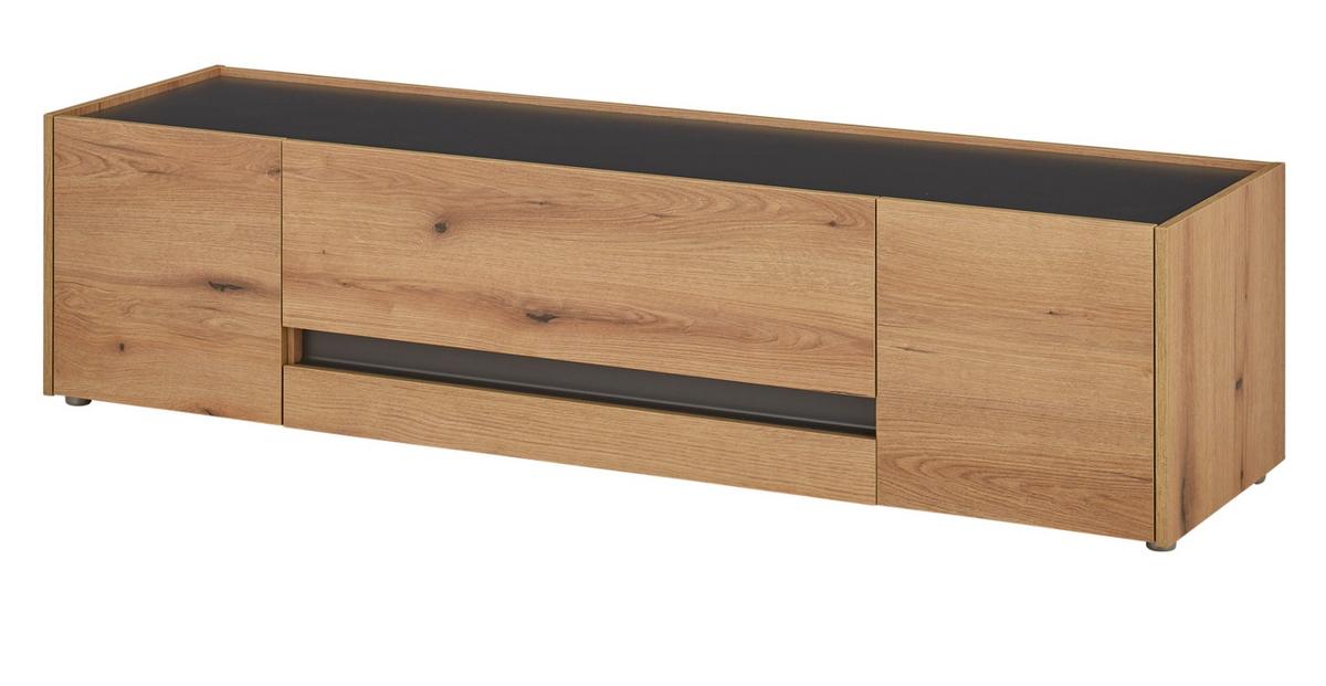 TV-LOWBOARD Eiche Evoke, grau 170 cm, TV-Unterteil mit Doppelschubkasten - Eichefarben/Schwarz, Holzwerkstoff/Kunststoff (170/40/45cm) - Furn.Design