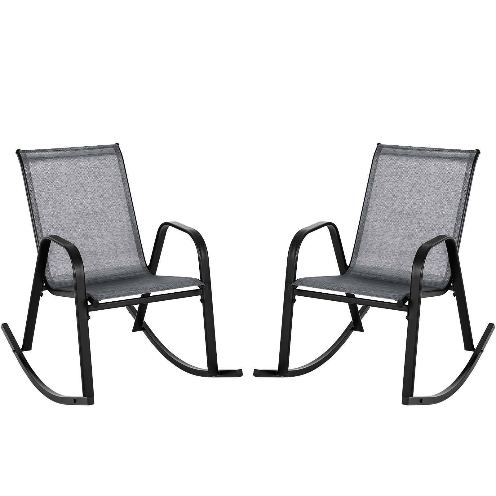 SCHAUKELSTUHL Grau(2er-Set) - Grau, Metall (91/86/62cm) - COSTWAY