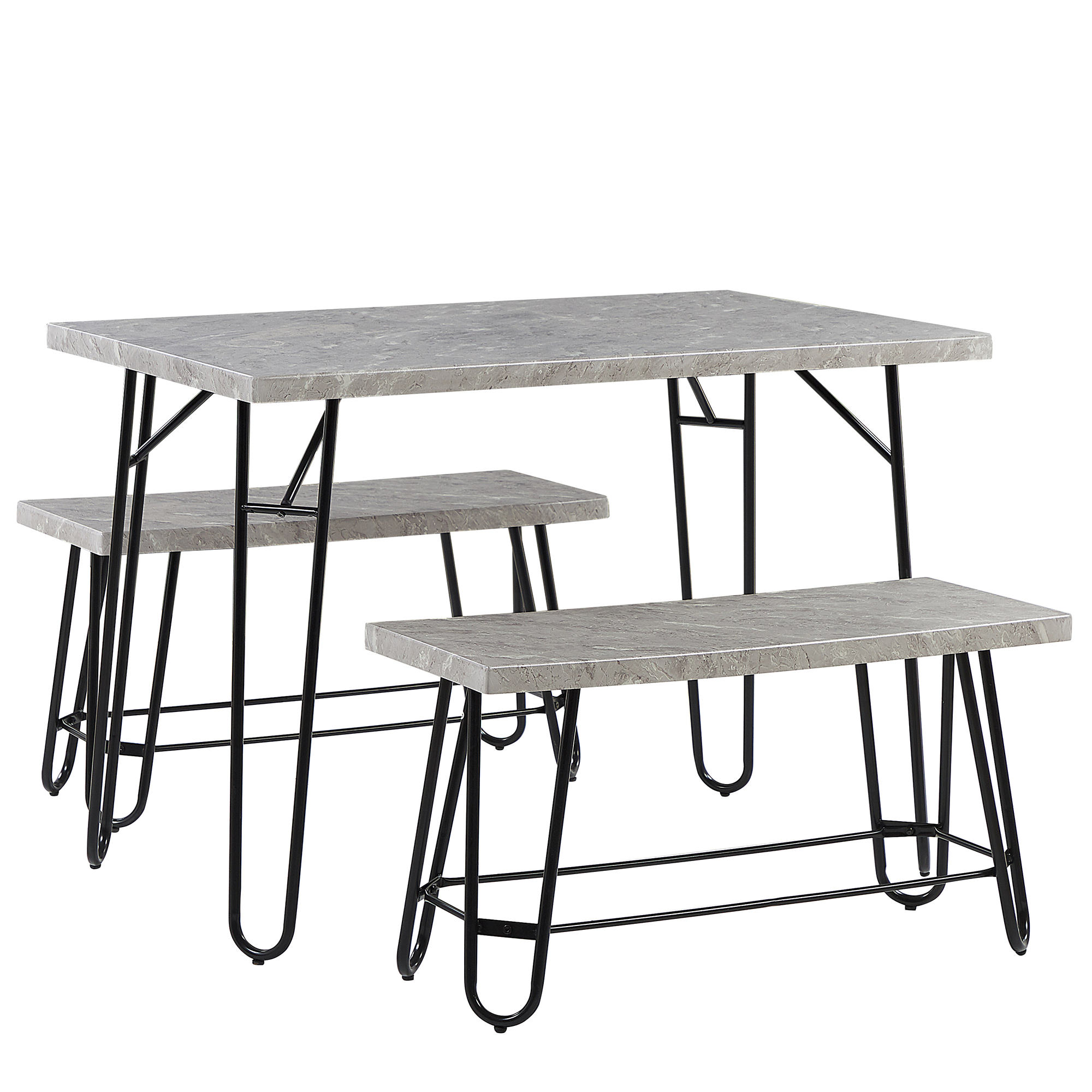 ESSGRUPPE Marmor Optik Grau 4-Sitzer 110/70 cm Kempton - Grau, Holzwerkstoff (110/76/70cm) - Beliani
