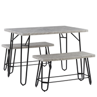 ESSGRUPPE Marmor Optik Grau 4-Sitzer 110/70 cm Kempton - Grau, Holzwerkstoff (110/76/70cm) - Beliani