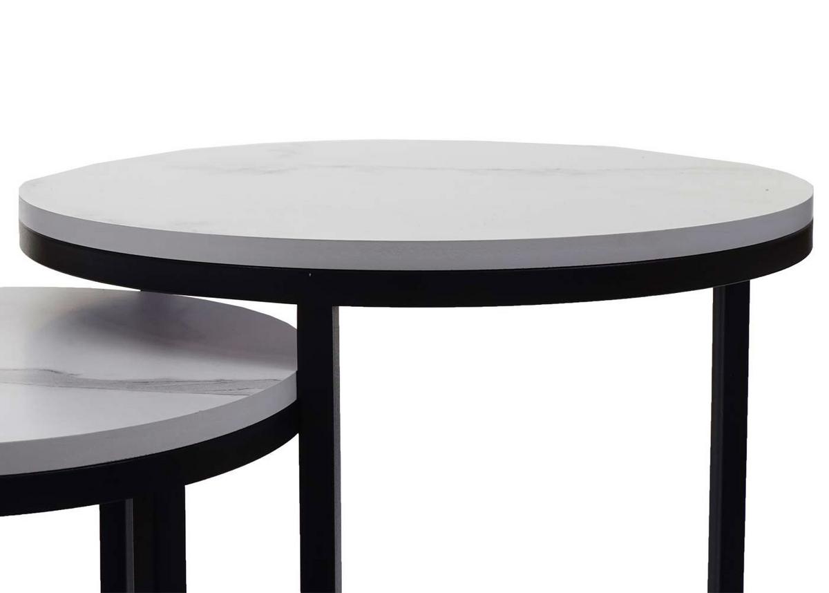 BEISTELLTISCH rund Weiß, Schwarz 2er-Set - Schwarz/Weiß, Holzwerkstoff (40/40/64cm) - MCW