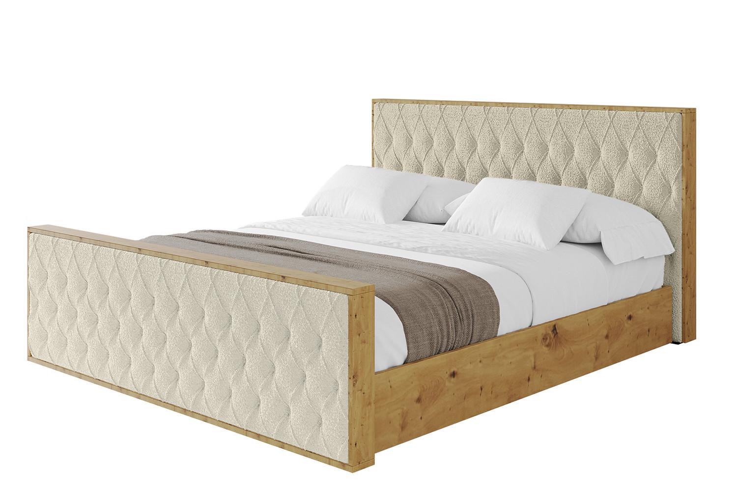 POLSTERBETT mit Bettkasten, Fußteil und Lattenrost, Boxbett ohne Matratze - ENZO5-Z 200x200 Beige - Taupe, Holzwerkstoff/Textil (200/200cm) - ALTDECOR