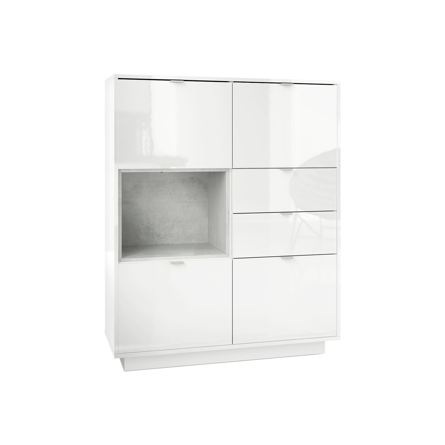 HIGHBOARD Metro Einsatz in Beton Oxid Optik - Hellgrau, Holzwerkstoff (103/123/37.5cm) - Vladon