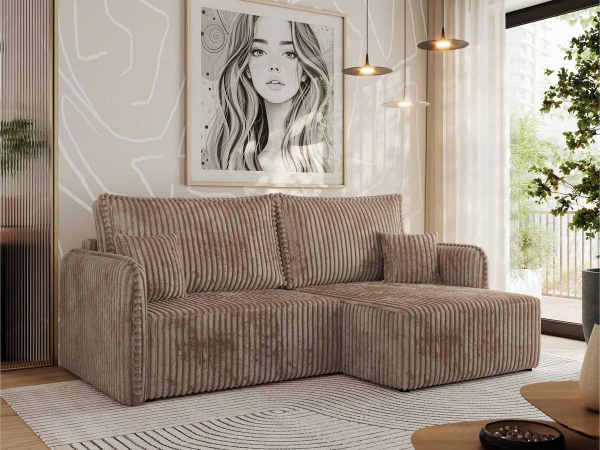 ECKSCHLAFSOFA MESTO L Braun Cord - rechts - Schwarz/Braun, Kunststoff/Textil (147/227cm) - MKS