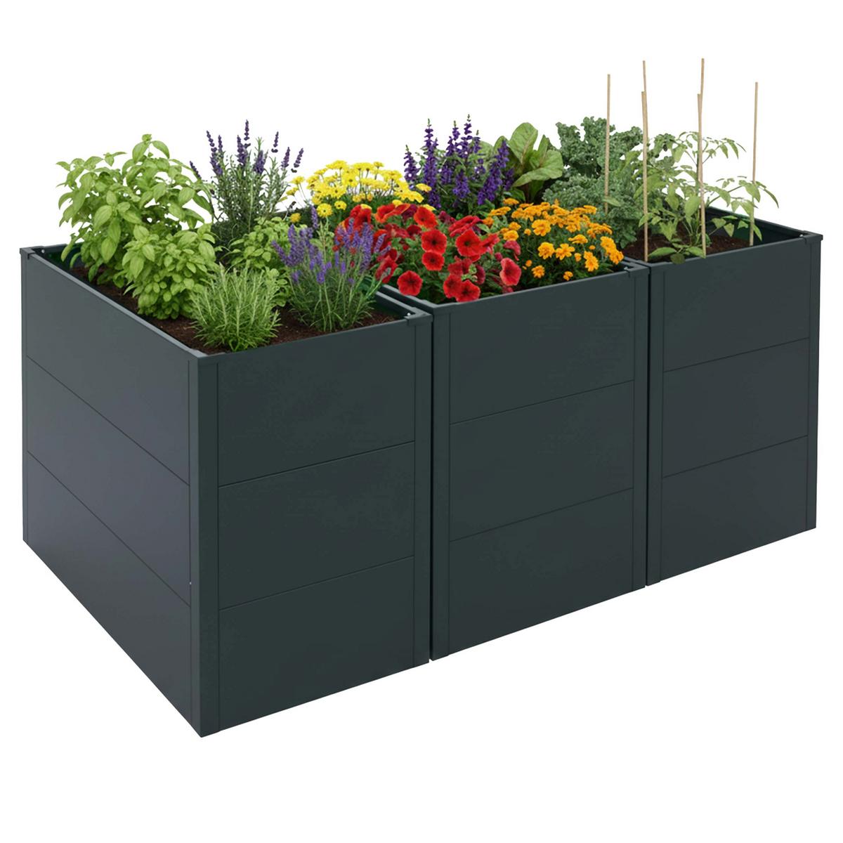 HOCHBEET 3ER-SET Grün 3er-Set-Set - Grün, Metall (150/77/100cm) - MCW