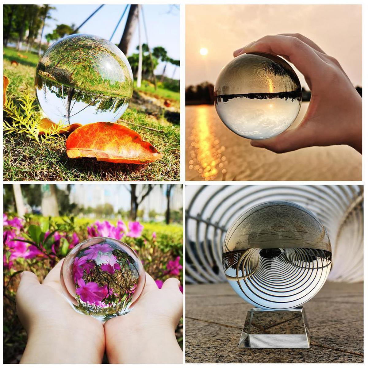 GLASKUGEL Fotokugel mit Ständer - Transparent, Glas (10cm) - Intirilife