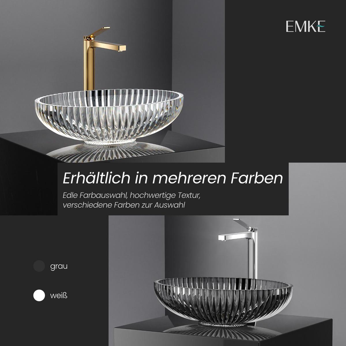 WASCHBECKEN Oval Glas Transparent 51 / 35 / 15 cm - Transparent, Glas (51/15/35cm) - EMKE