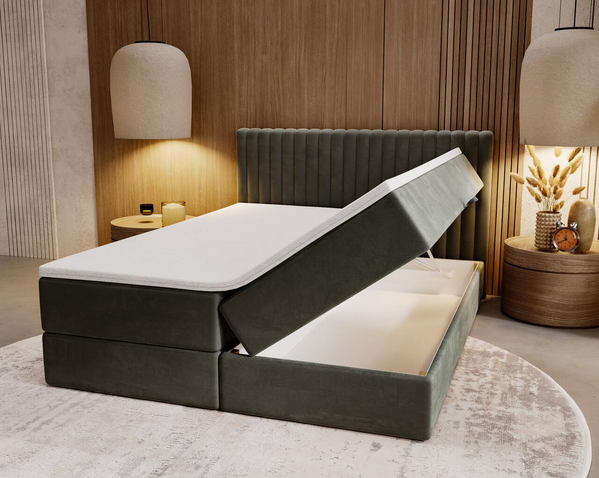 BOXBETT Marbella 160x200 Dunkelgrau - Dunkelgrau, Holz/Textil (160/200cm) - Graingold