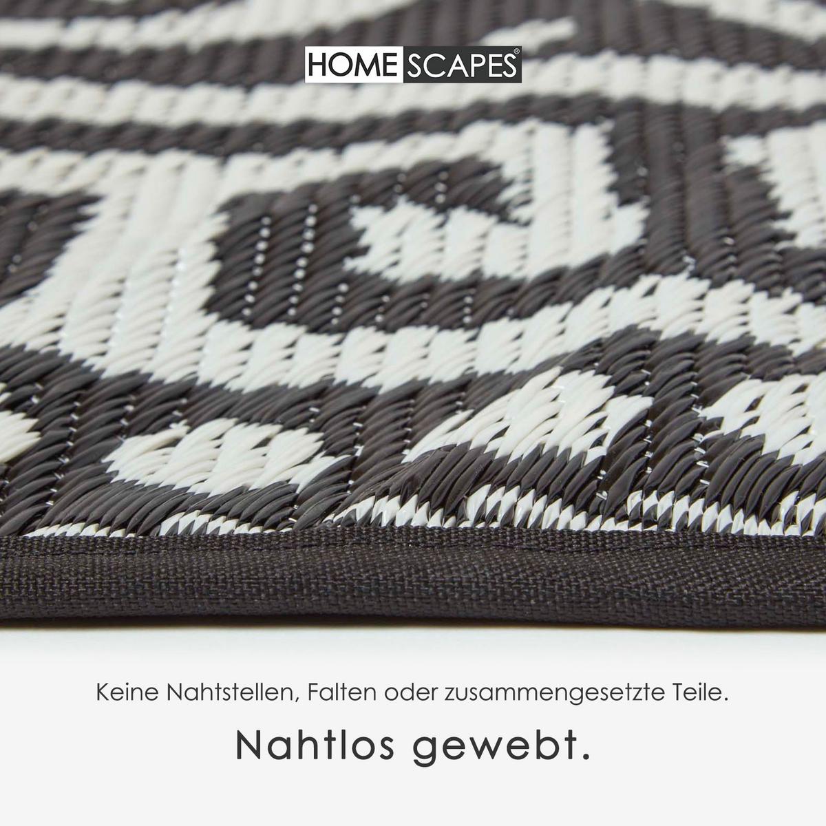 OUTDOORTEPPICH Enid rund mit Ethno-Muster 180 cm - Schwarz, Kunststoff (180/180cm) - Homescapes
