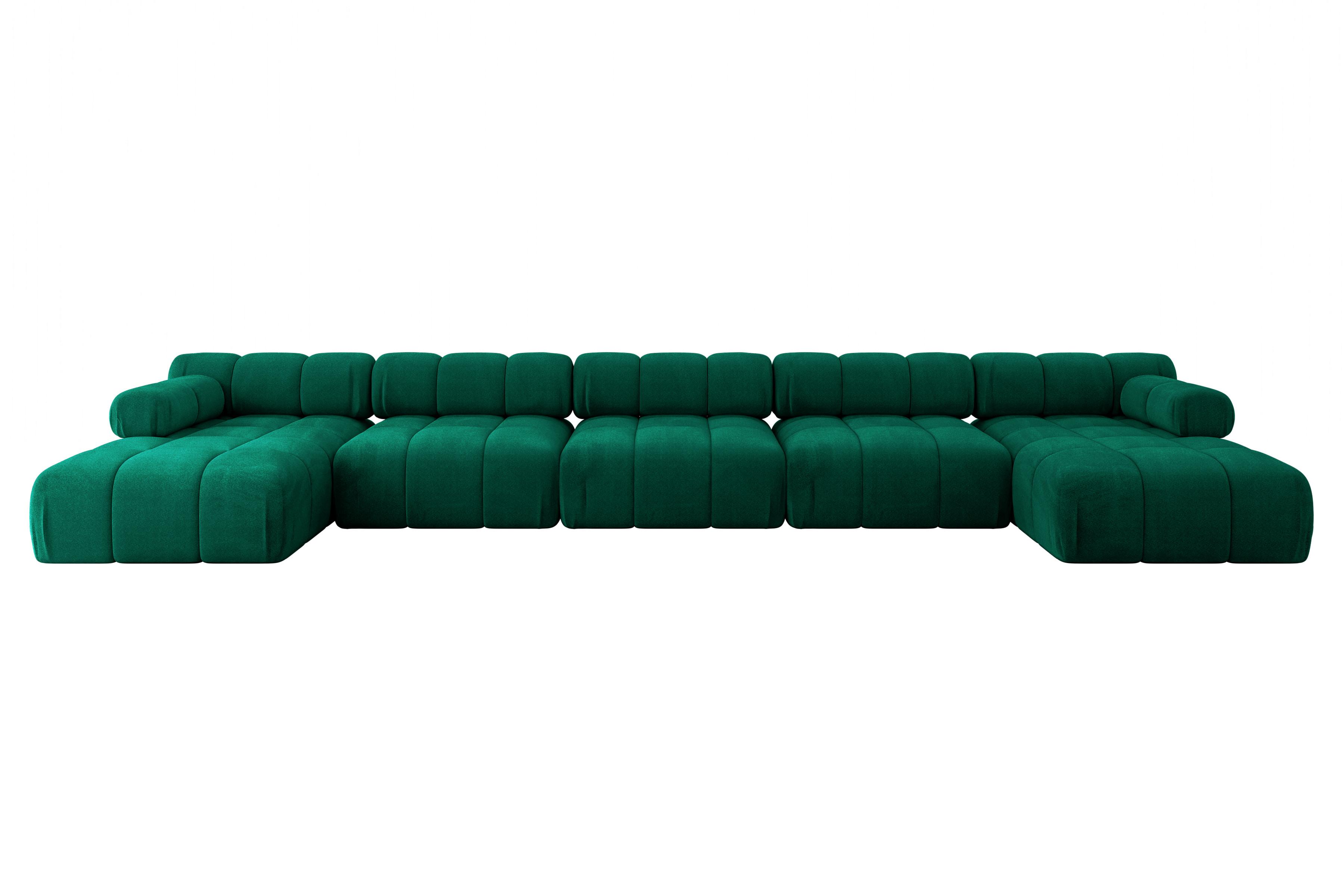 WOHNLANDSCHAFT modulares Sofa Tesso-U3 - 475x160x70 cm Dunkelgrün Velours - Dunkelgrün, Holzwerkstoff/Textil (475/70/160cm) - ALTDECOR
